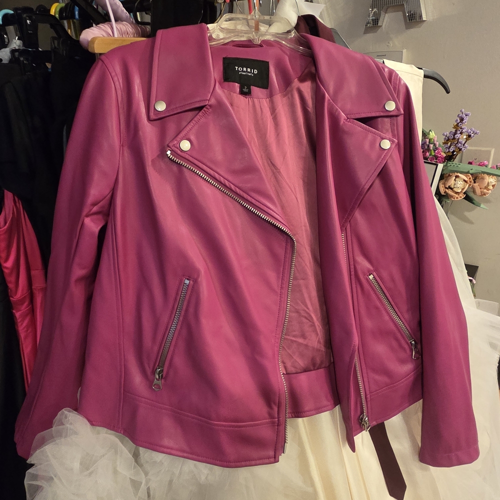 Torrid Women's Vibrant Pink Leather Jacket